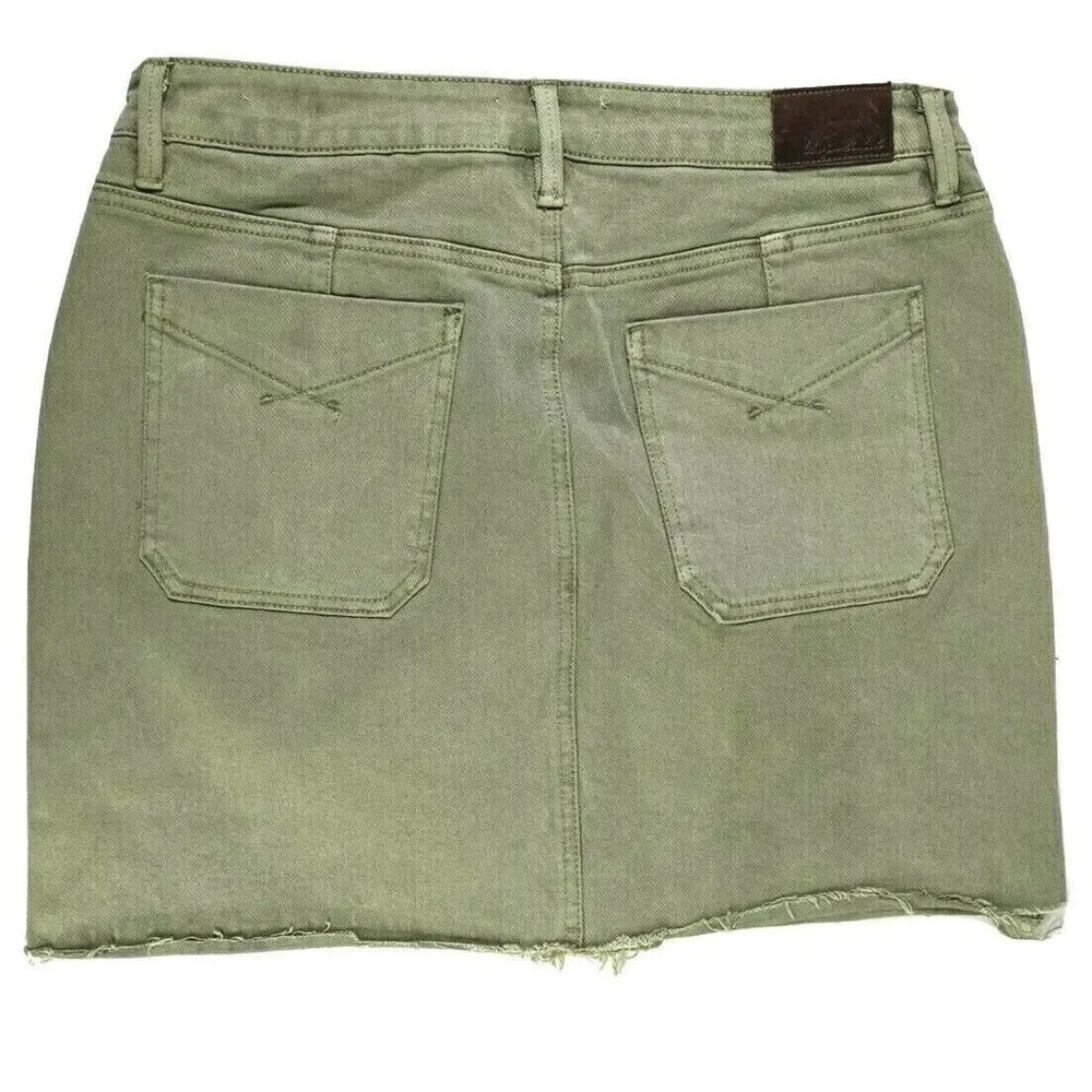 Anthropologie Unpublished Green‎ Denim Jean Mini Skirt Size 30 Pockets